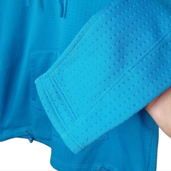 ATHLETA Atmosphere Anorak Jacket Quater Zip Thumb Blue holes‎ Women's Size S - Picture 6 of 15